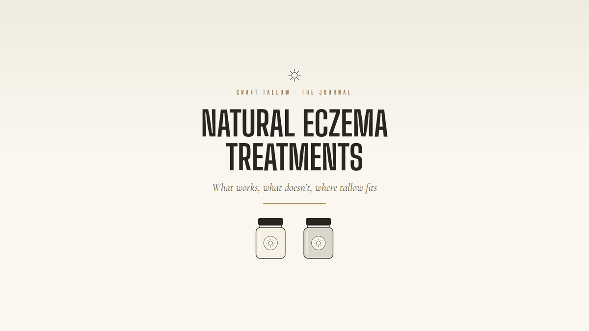 Natural eczema treatments and tallow: two balm jars on cream, Craft Tallow Journal