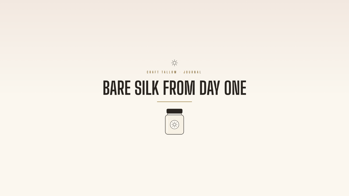 Craft Tallow Journal cover for Bare Silk From Day One, a cream balm jar illustration