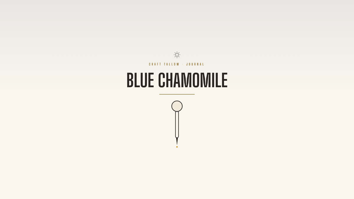 Craft Tallow Journal cover for Blue Chamomile, a pipette dropper illustration on cream