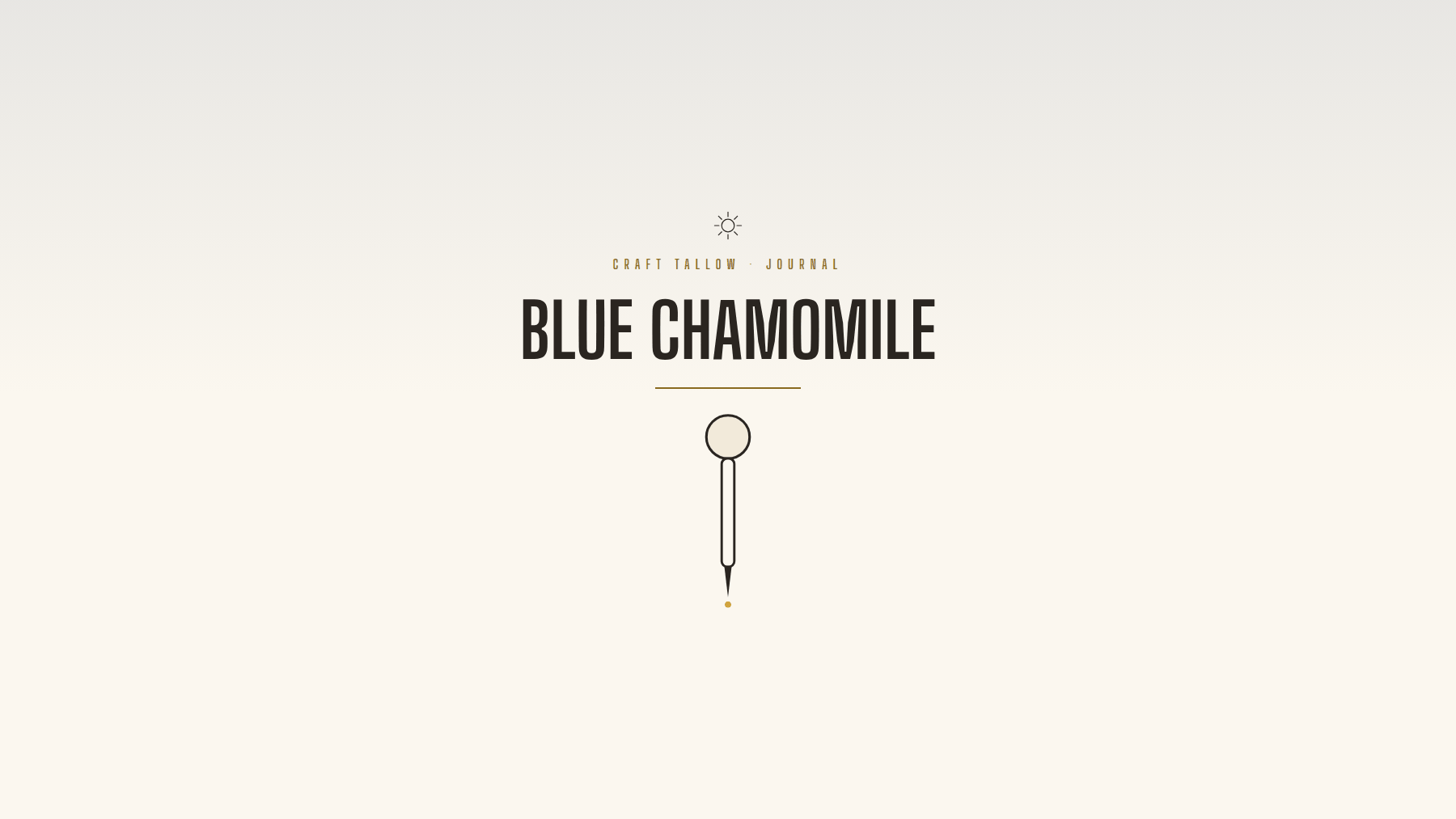 Craft Tallow Journal cover for Blue Chamomile, a pipette dropper illustration on cream