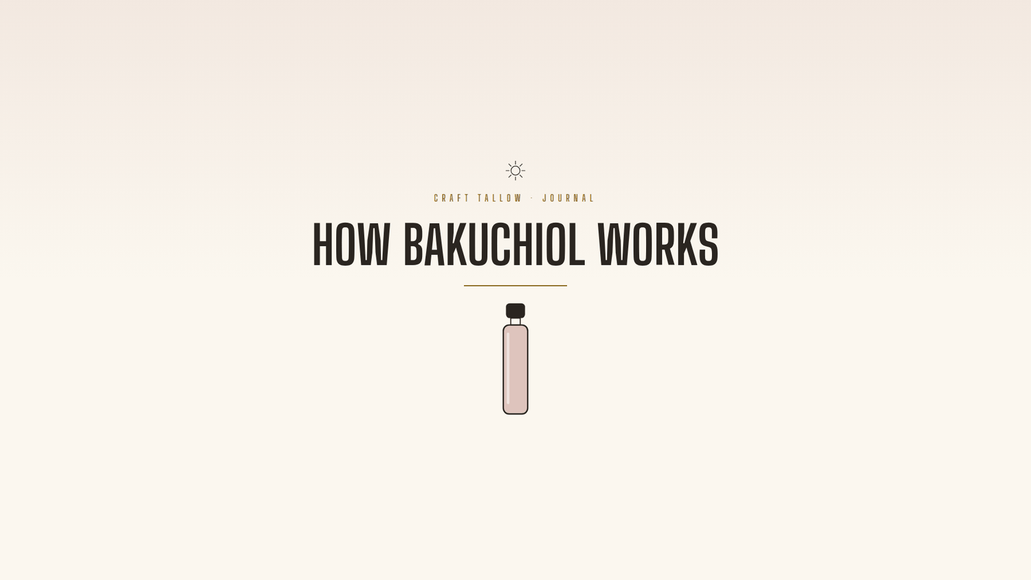 Craft Tallow Journal cover for How Bakuchiol Works, a rose tinted vial illustration on cream