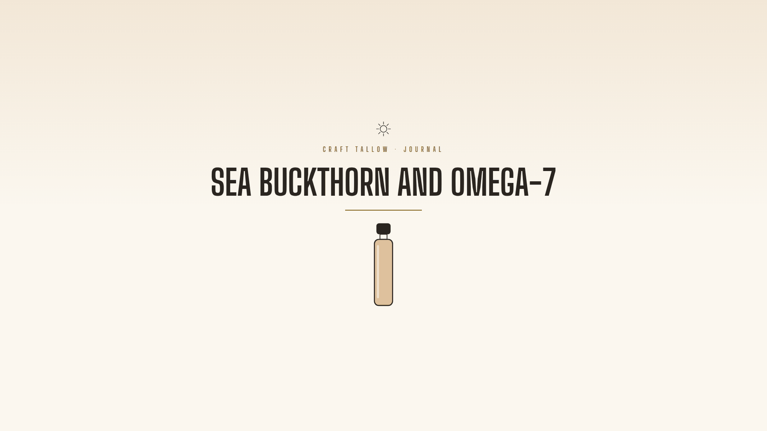 Craft Tallow Journal cover for Sea Buckthorn and Omega-7, an amber vial illustration on cream