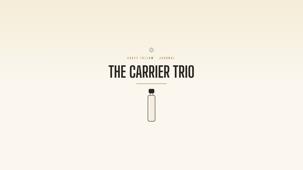 Craft Tallow Journal cover for The Carrier Trio, a light vial illustration on cream