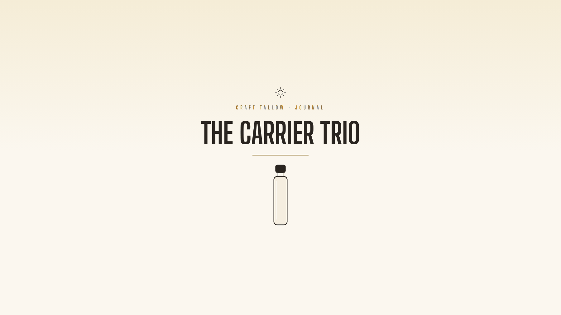 Craft Tallow Journal cover for The Carrier Trio, a light vial illustration on cream