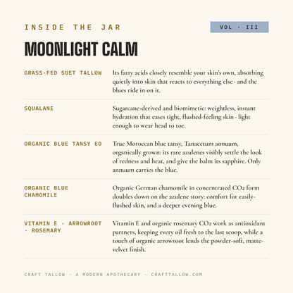 Inside the jar: Moonlight Calm ingredient stories, alone and together
